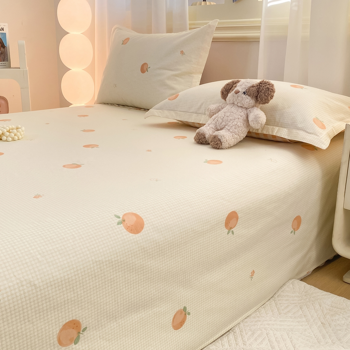 91家纺网 家纺一手货源 找家纺 花梦欣 2026新款全棉印花单品系列-单床单 小橙橘