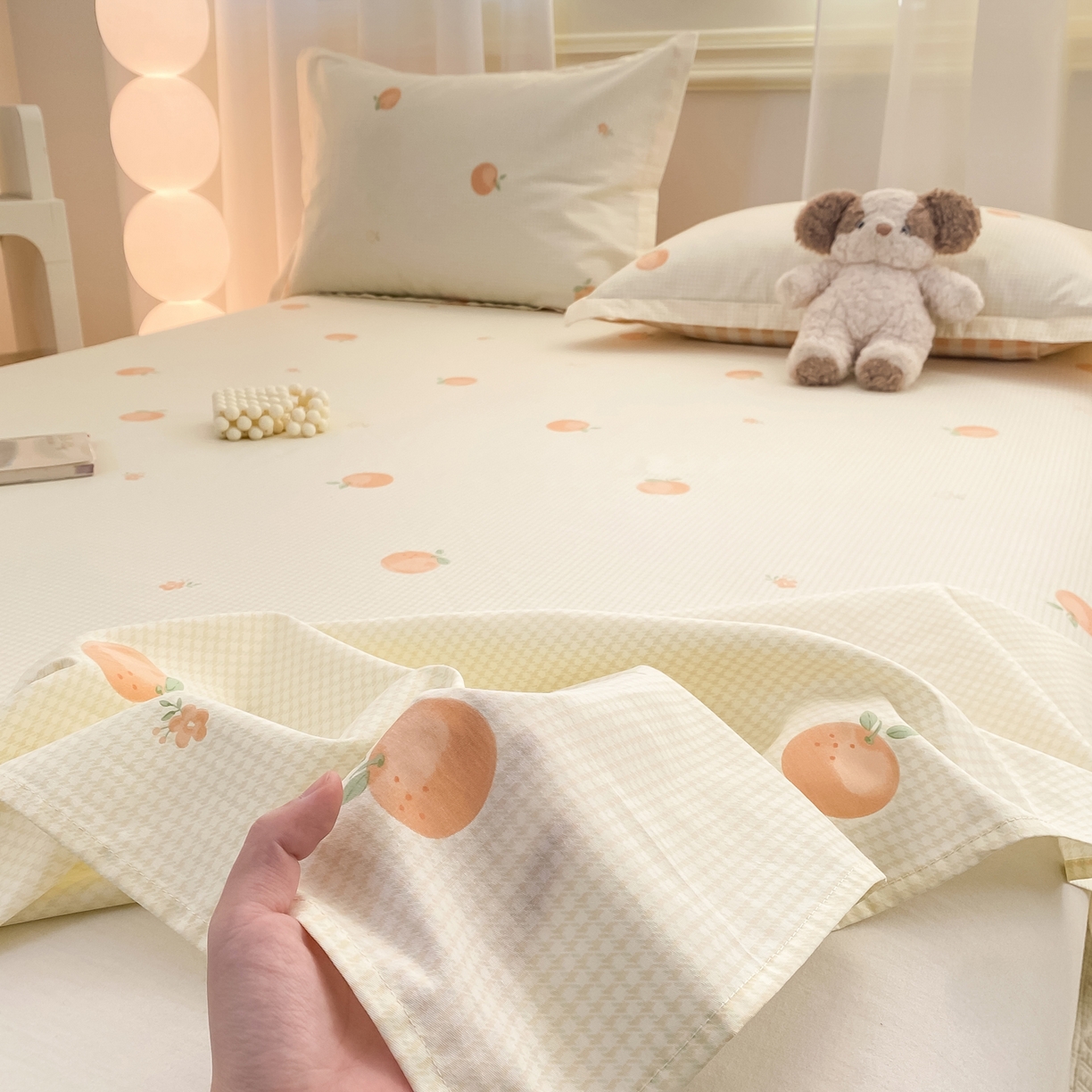 91家纺网 家纺一手货源 找家纺 花梦欣 2026新款全棉印花单品系列-单床单 小橙橘