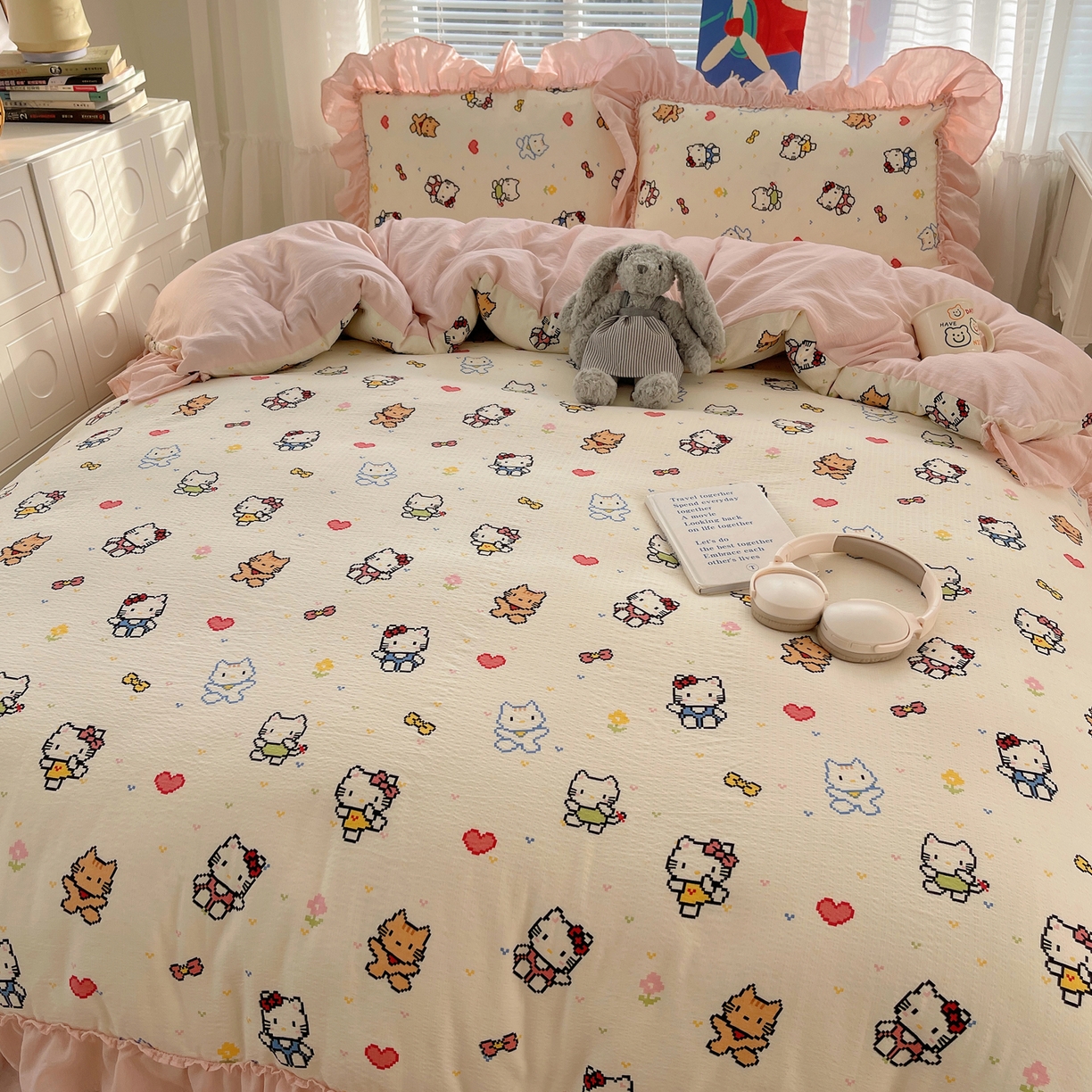 91家纺网 家纺一手货源 找家纺 （总）韩都家居 2026新款云感双层纱床盖四件套