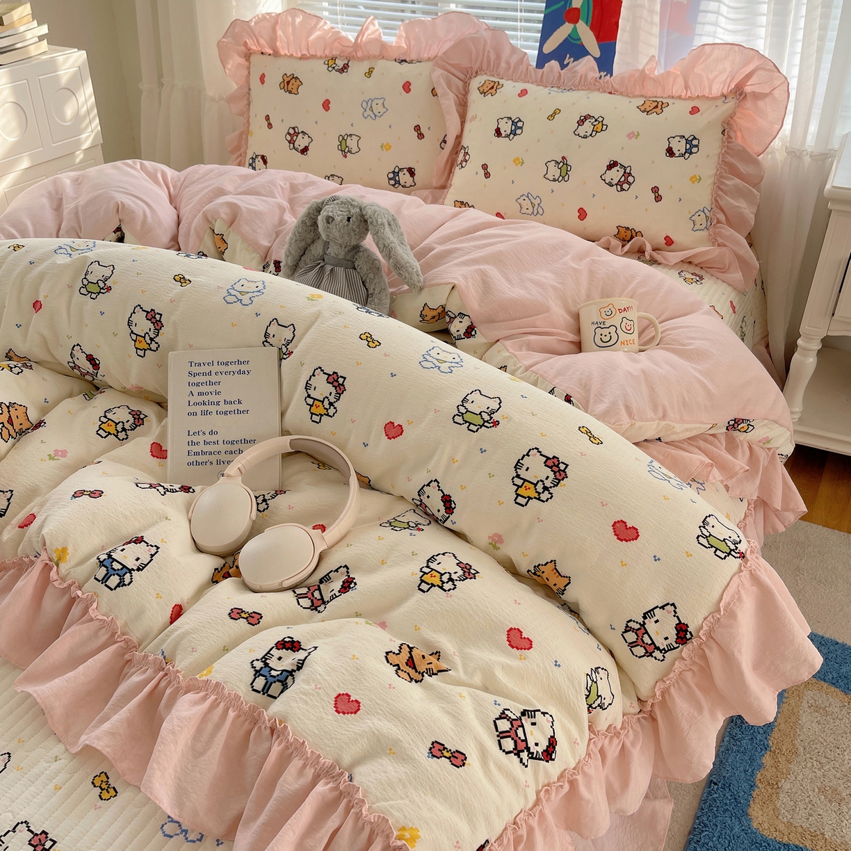 91家纺网 家纺一手货源 找家纺 （总）韩都家居 2026新款云感双层纱床盖四件套