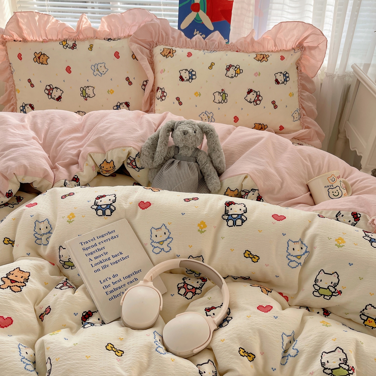 91家纺网 家纺一手货源 找家纺 （总）韩都家居 2026新款云感双层纱床盖四件套