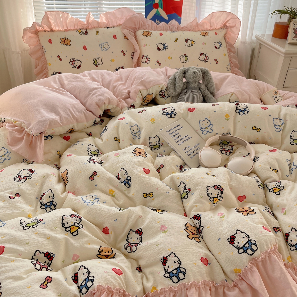 91家纺网 家纺一手货源 找家纺 （总）韩都家居 2026新款云感双层纱床盖四件套