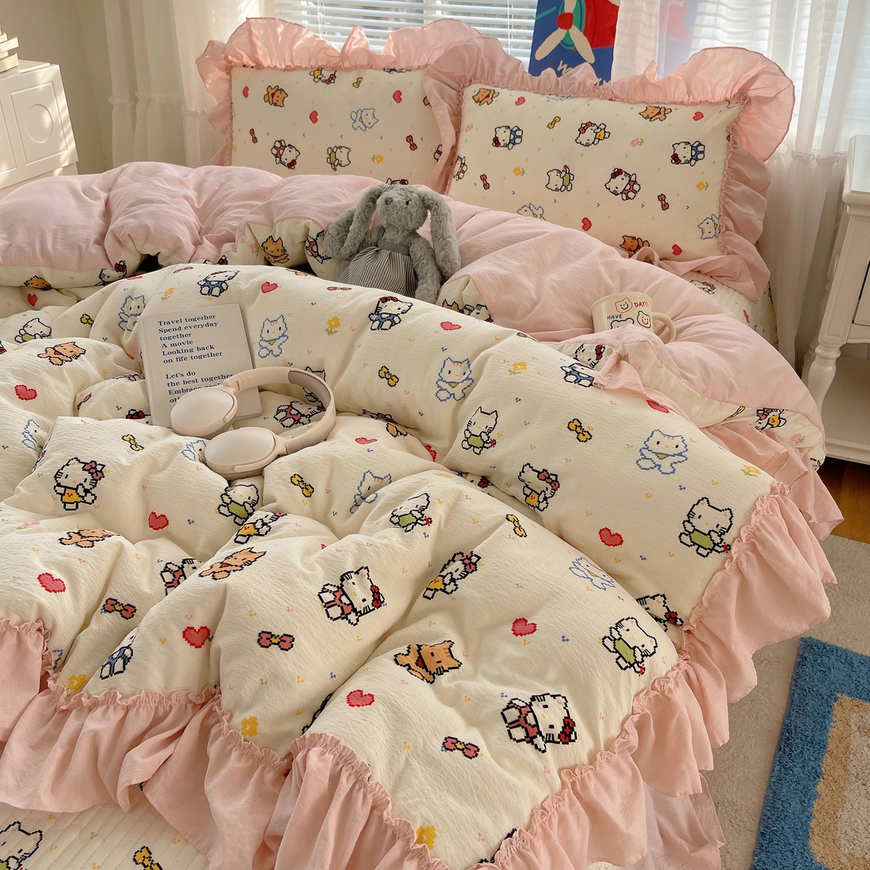 91家纺网 家纺一手货源 找家纺 （总）韩都家居 2026新款云感双层纱床盖四件套