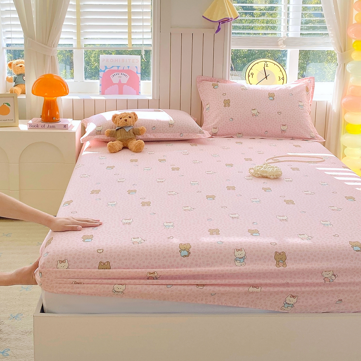 91家纺网 家纺一手货源 找家纺 金丝兔 2026新款纯棉印花单品床笠系列 布偶假期