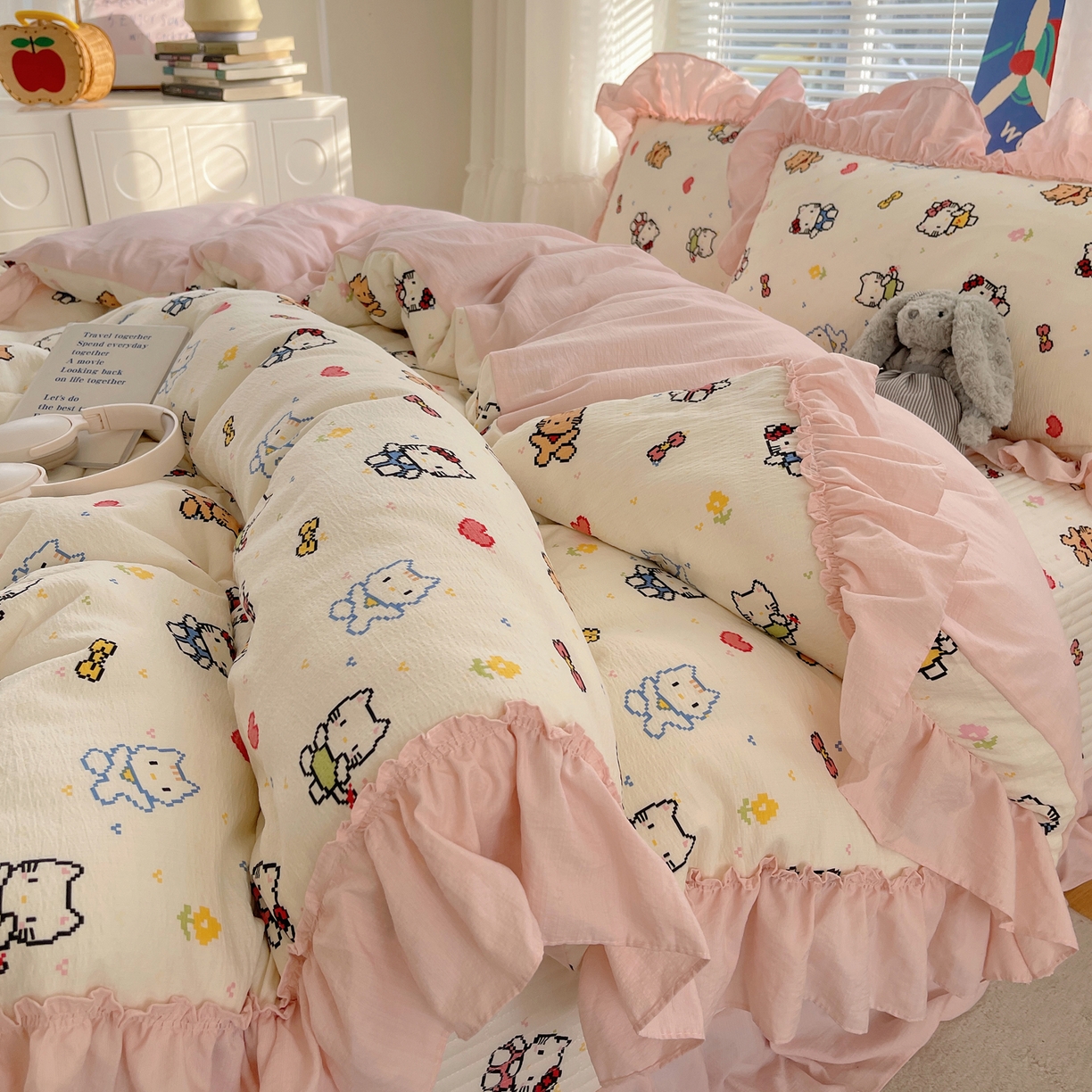 91家纺网 家纺一手货源 找家纺 （总）韩都家居 2026新款云感双层纱床盖四件套