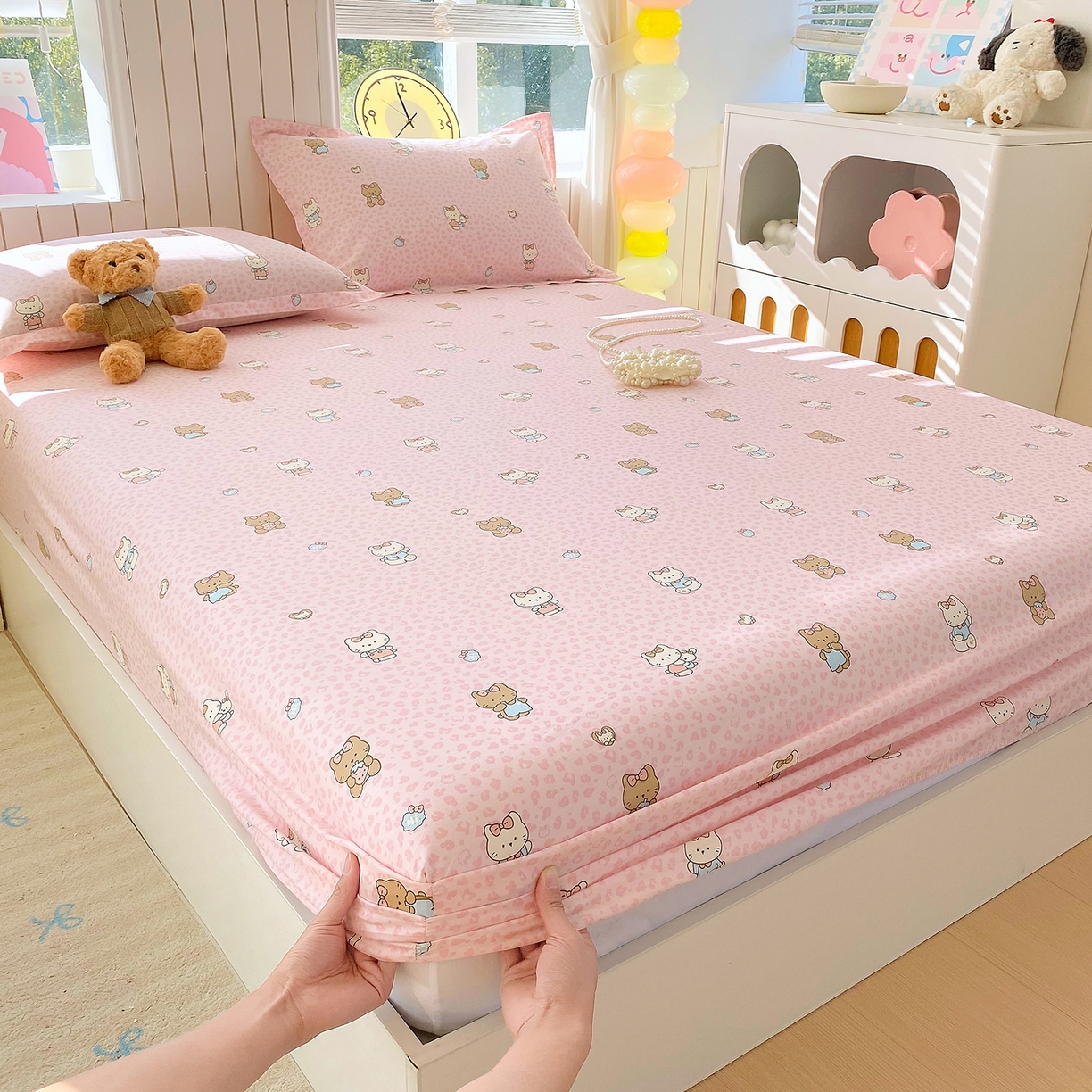 91家纺网 家纺一手货源 找家纺 金丝兔 2026新款纯棉印花单品床笠系列 布偶假期