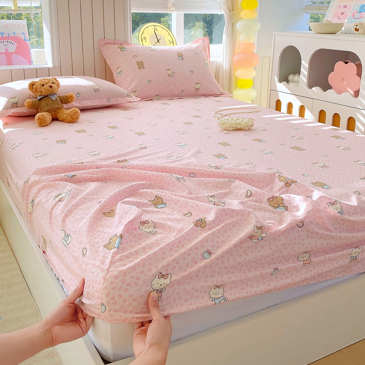 91家纺网 家纺一手货源 找家纺 金丝兔 2026新款纯棉印花单品床笠系列 布偶假期