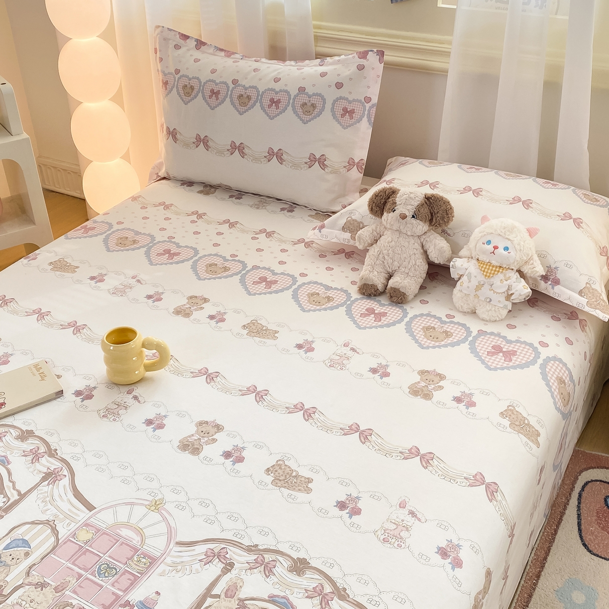 91家纺网 家纺一手货源 找家纺 花梦欣 2026新款全棉印花单品系列-单床单 小熊安缦