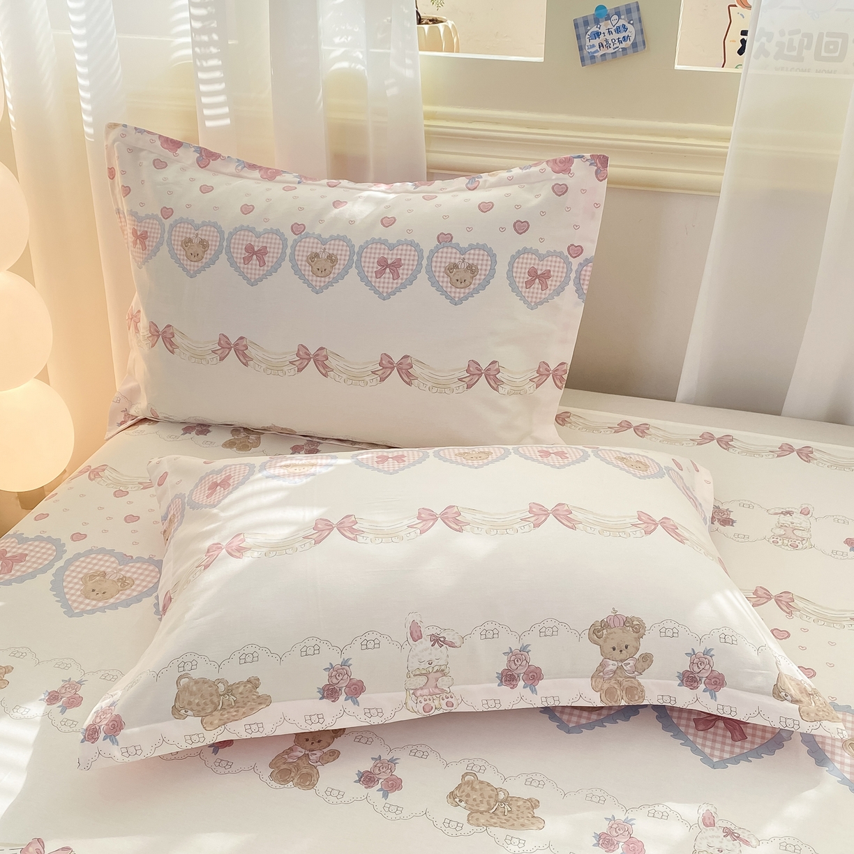 91家纺网 家纺一手货源 找家纺 花梦欣 2026新款全棉印花单品系列-单床单 小熊安缦