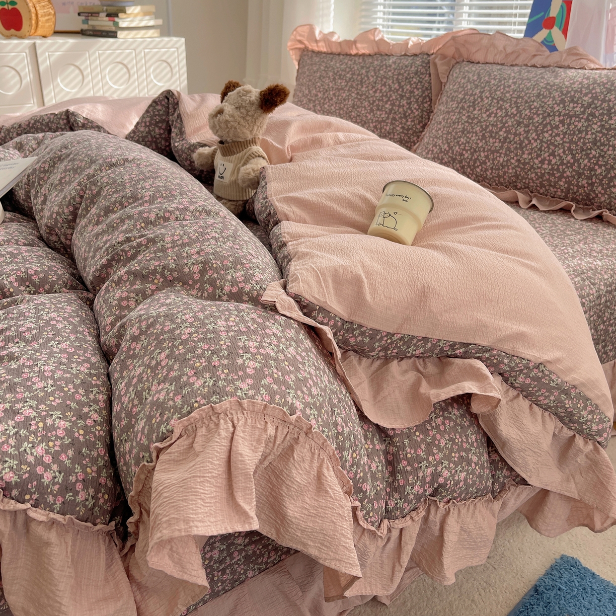 91家纺网 家纺一手货源 找家纺 （总）韩都家居 2026新款云感双层纱床盖四件套