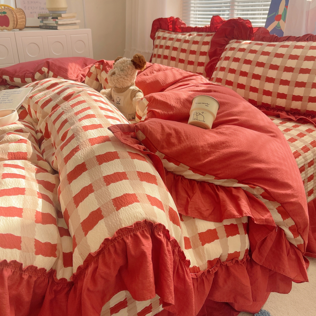 91家纺网 家纺一手货源 找家纺 （总）韩都家居 2026新款云感双层纱床盖四件套