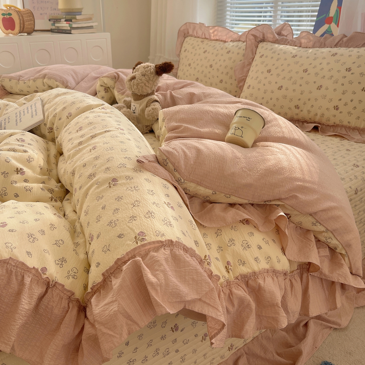 91家纺网 家纺一手货源 找家纺 （总）韩都家居 2026新款云感双层纱床盖四件套