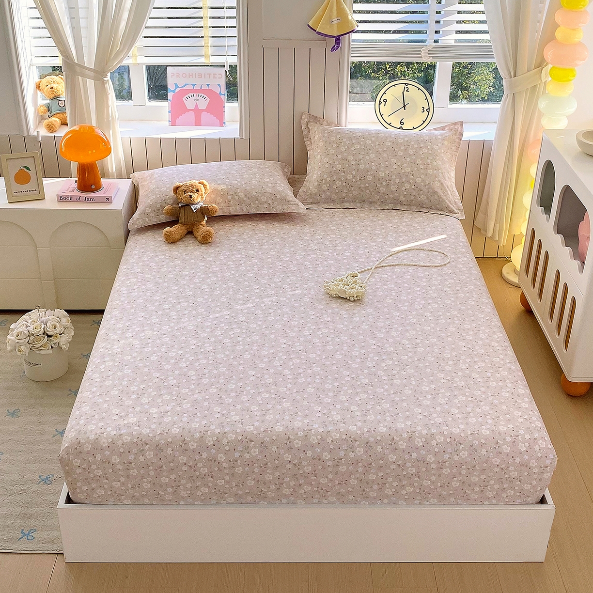 91家纺网 家纺一手货源 找家纺 金丝兔 2026新款纯棉印花单品床笠系列 春野苍兰