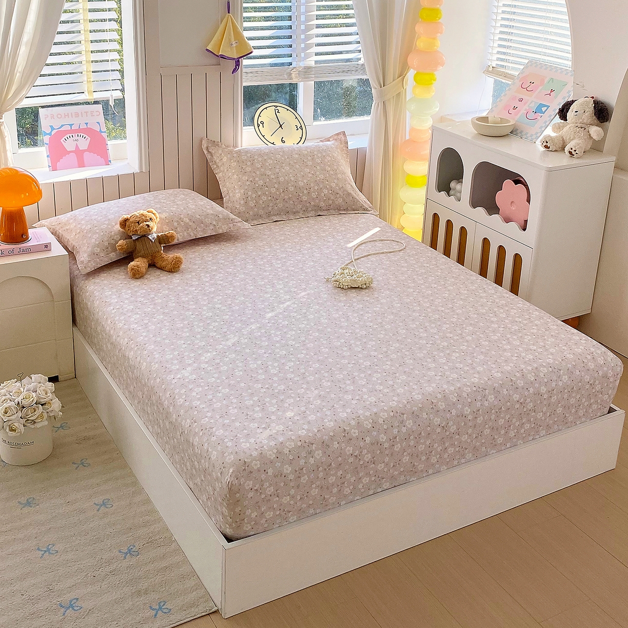 91家纺网 家纺一手货源 找家纺 金丝兔 2026新款纯棉印花单品床笠系列 春野苍兰