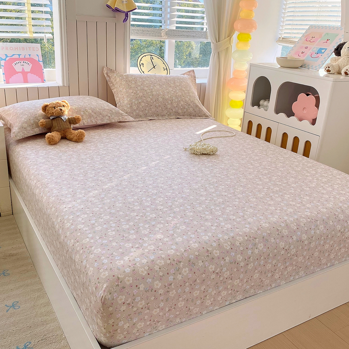 91家纺网 家纺一手货源 找家纺 金丝兔 2026新款纯棉印花单品床笠系列 春野苍兰