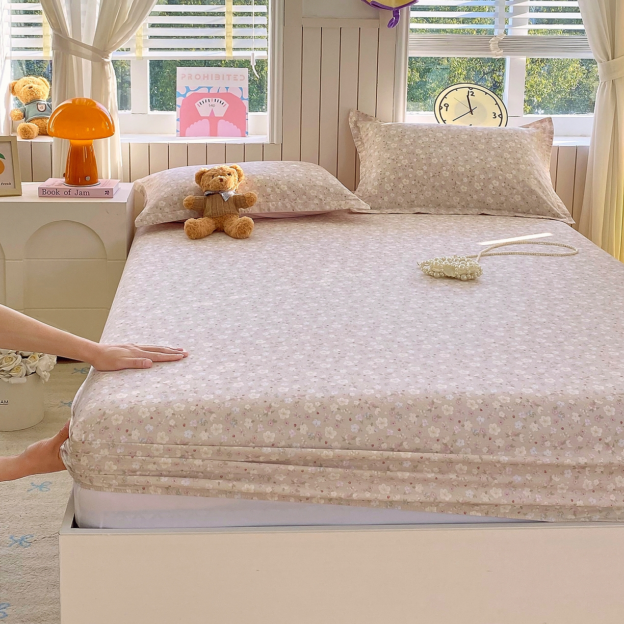 91家纺网 家纺一手货源 找家纺 金丝兔 2026新款纯棉印花单品床笠系列 春野苍兰