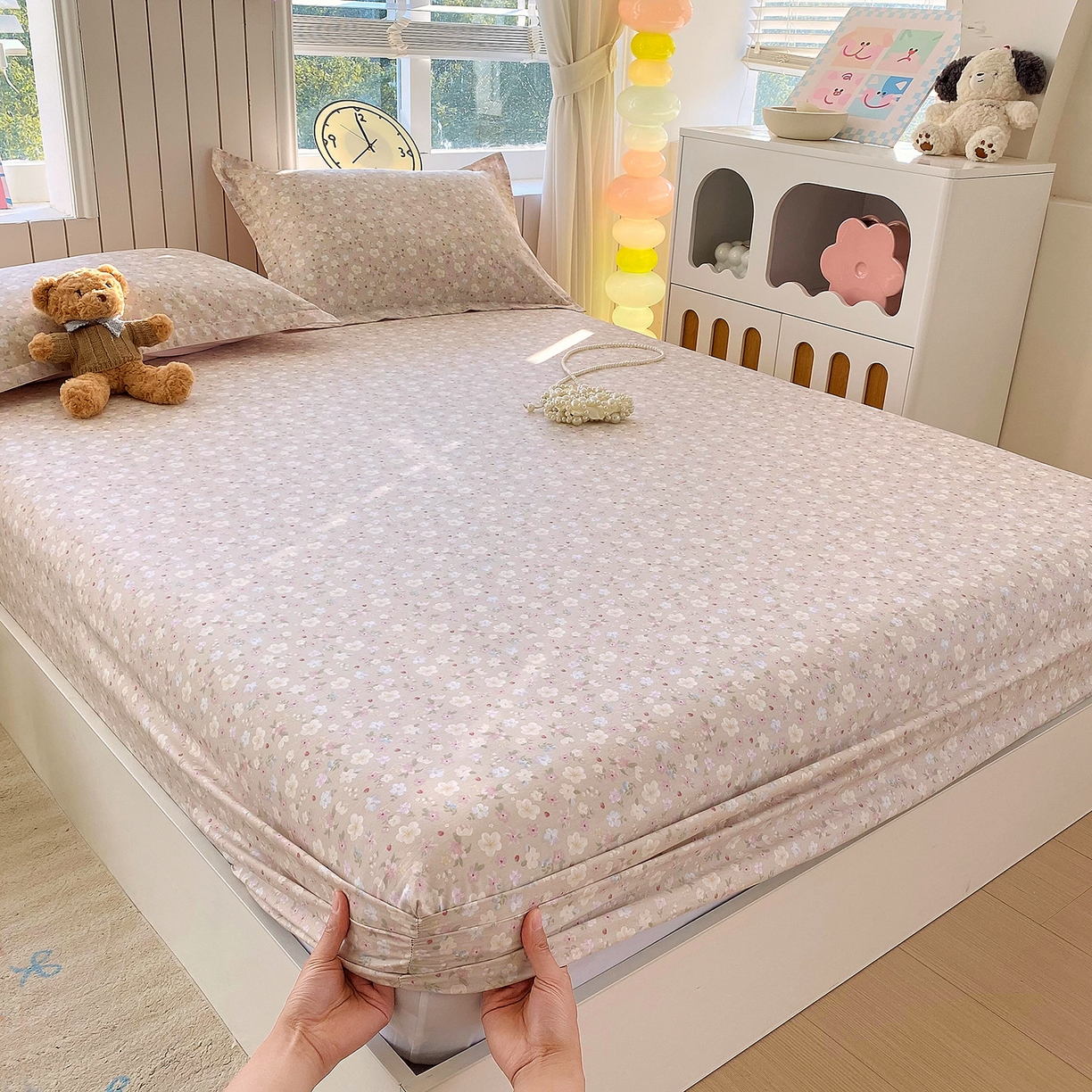 91家纺网 家纺一手货源 找家纺 金丝兔 2026新款纯棉印花单品床笠系列 春野苍兰