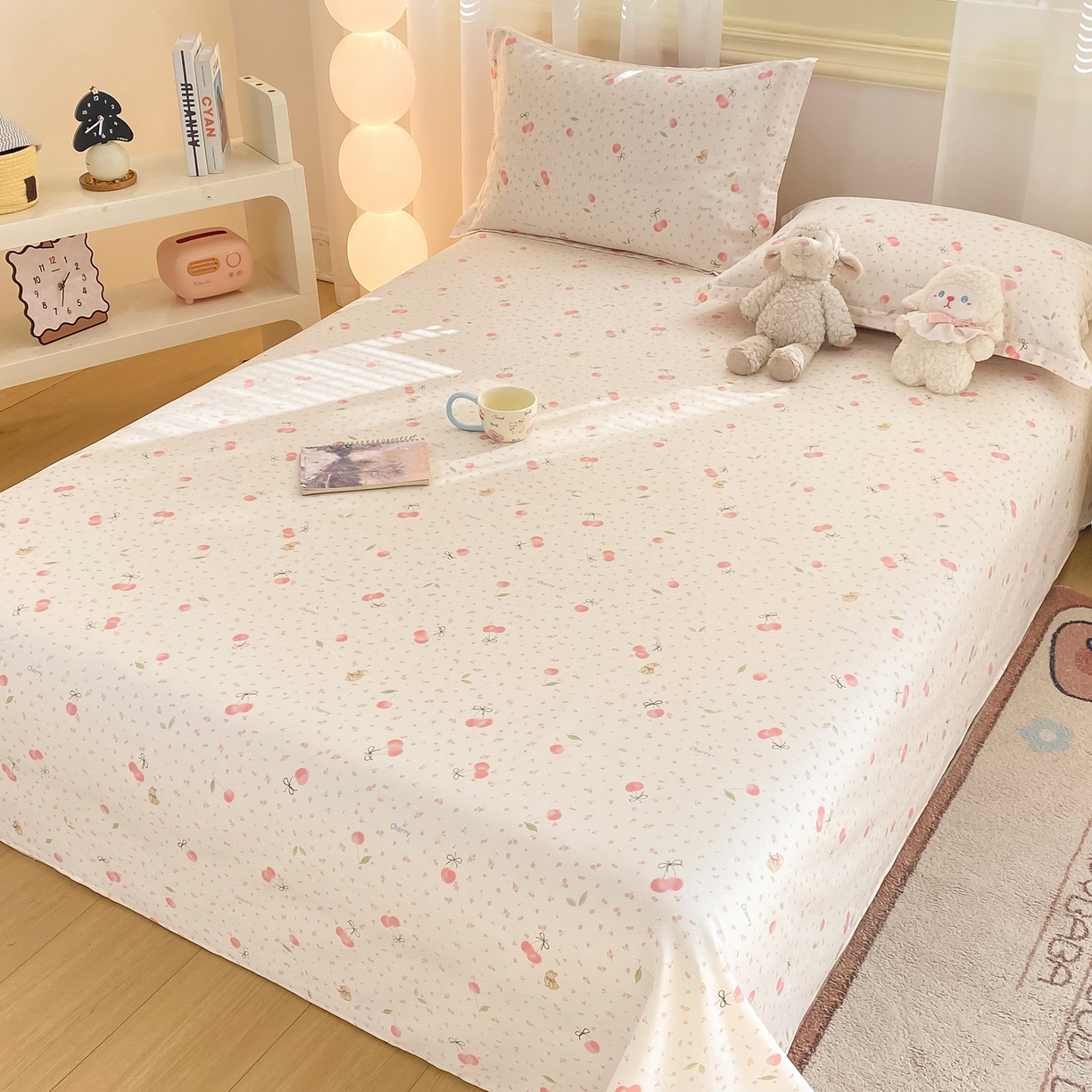 91家纺网 家纺一手货源 找家纺 花梦欣 2026新款全棉印花单品系列-单床单 樱桃甜宠