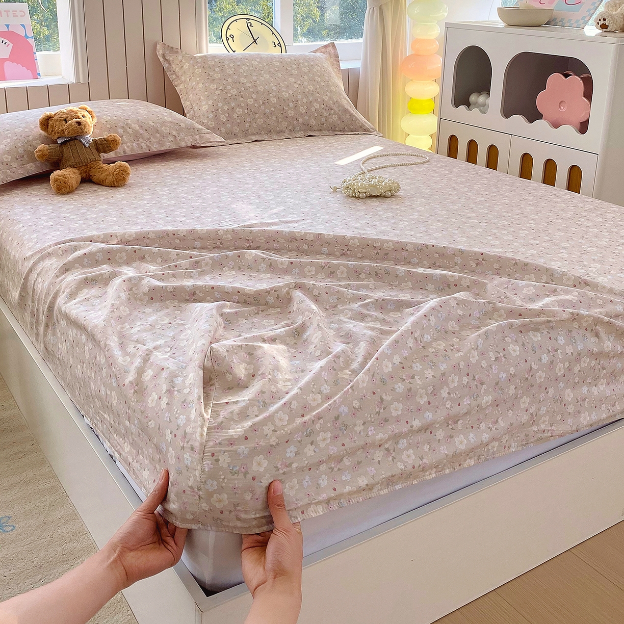 91家纺网 家纺一手货源 找家纺 金丝兔 2026新款纯棉印花单品床笠系列 春野苍兰