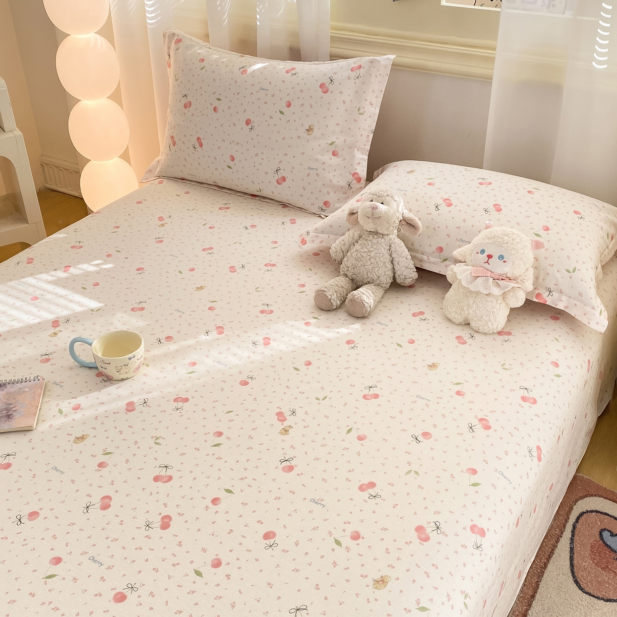 91家纺网 家纺一手货源 找家纺 花梦欣 2026新款全棉印花单品系列-单床单 樱桃甜宠