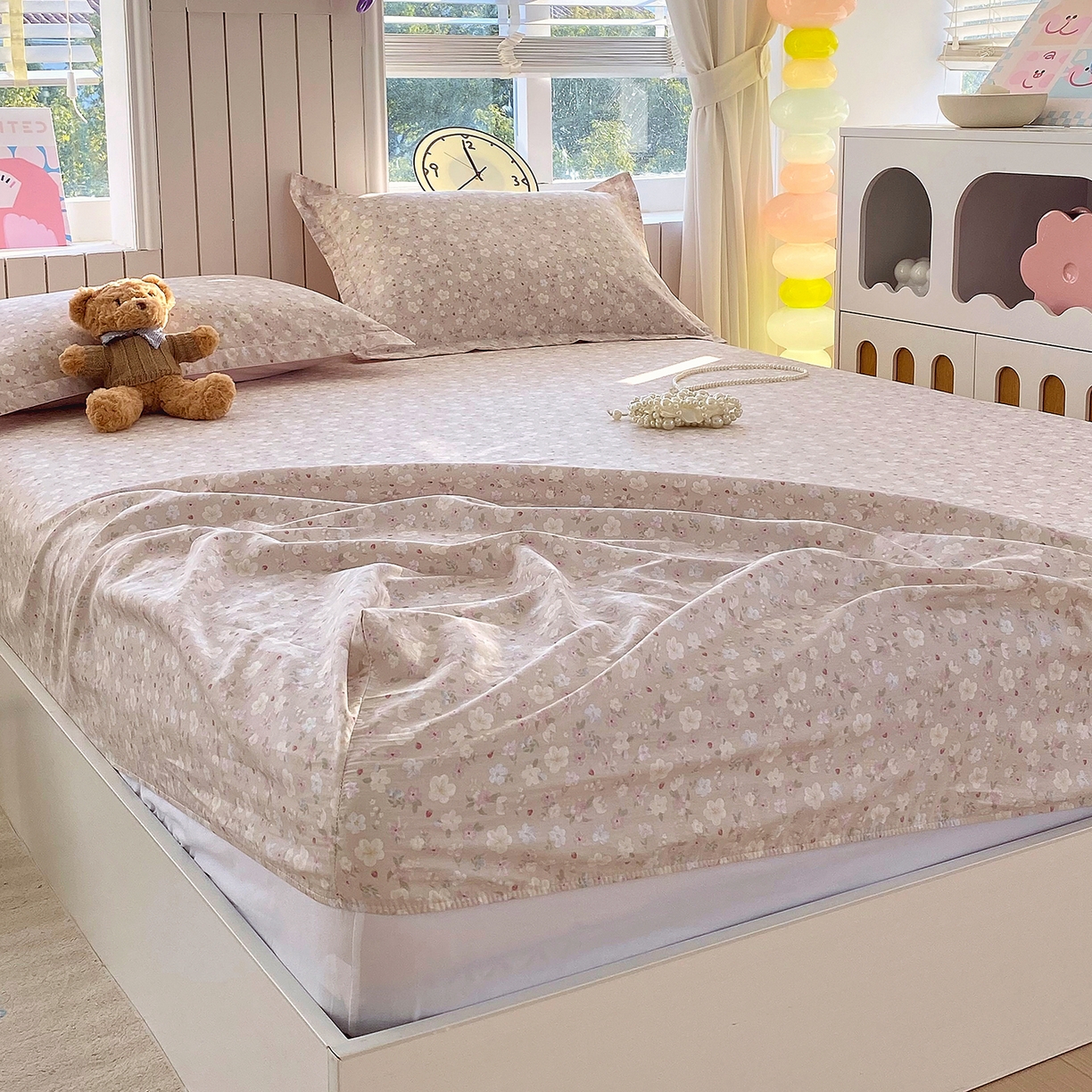 91家纺网 家纺一手货源 找家纺 金丝兔 2026新款纯棉印花单品床笠系列 春野苍兰