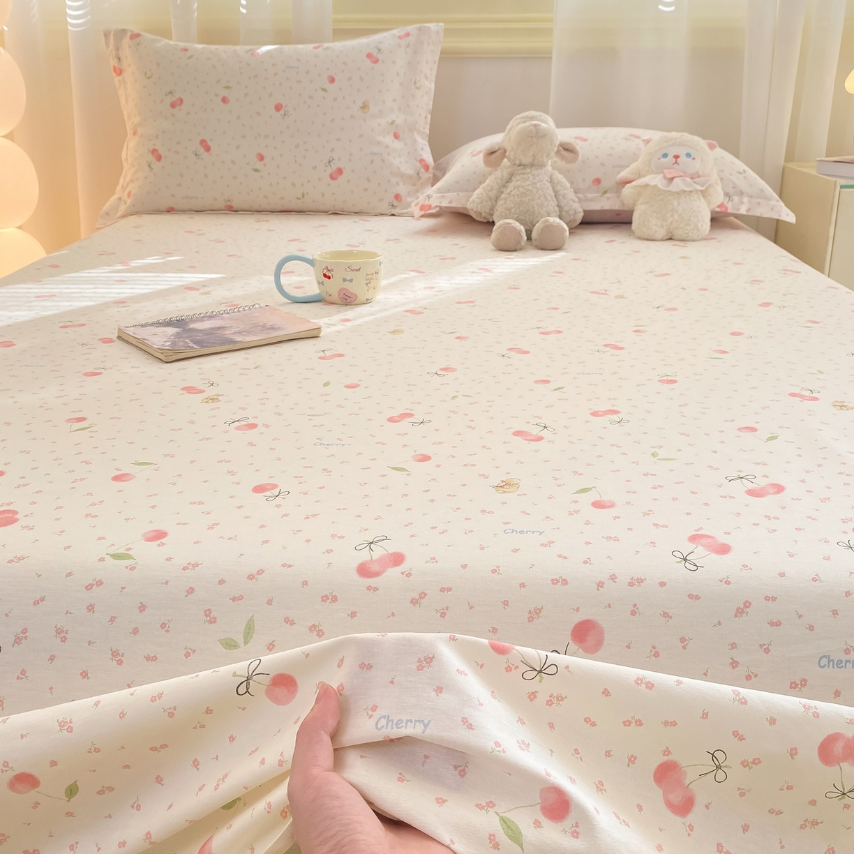 91家纺网 家纺一手货源 找家纺 花梦欣 2026新款全棉印花单品系列-单床单 樱桃甜宠