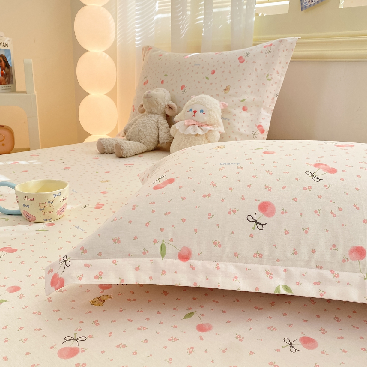 91家纺网 家纺一手货源 找家纺 花梦欣 2026新款全棉印花单品系列-单床单 樱桃甜宠