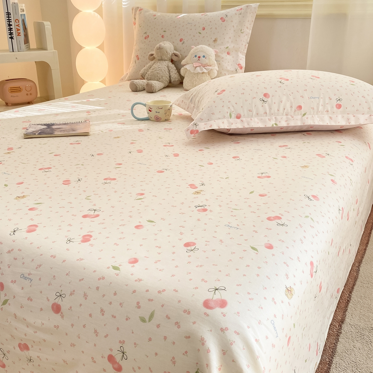 91家纺网 家纺一手货源 找家纺 花梦欣 2026新款全棉印花单品系列-单床单 樱桃甜宠