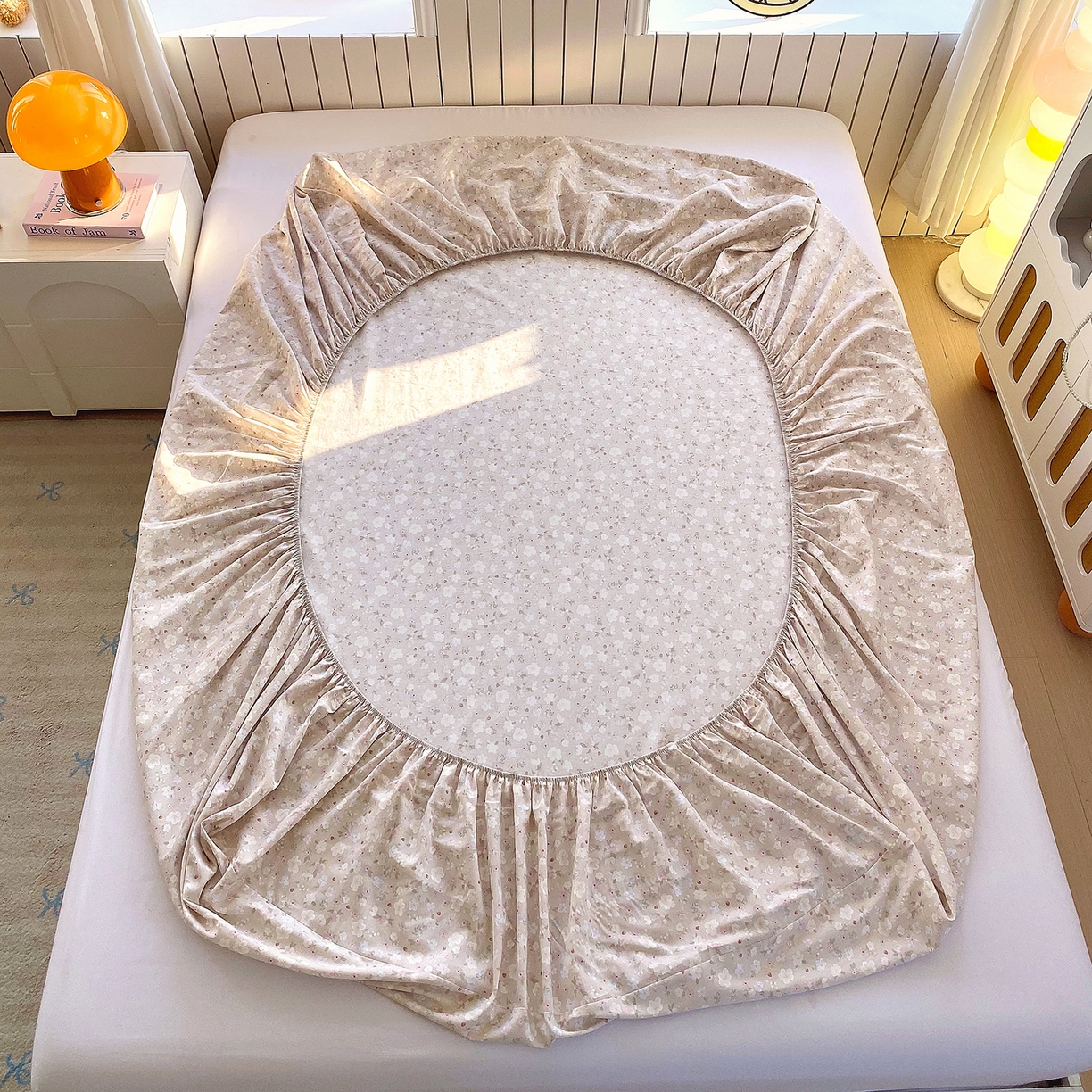 91家纺网 家纺一手货源 找家纺 金丝兔 2026新款纯棉印花单品床笠系列 春野苍兰