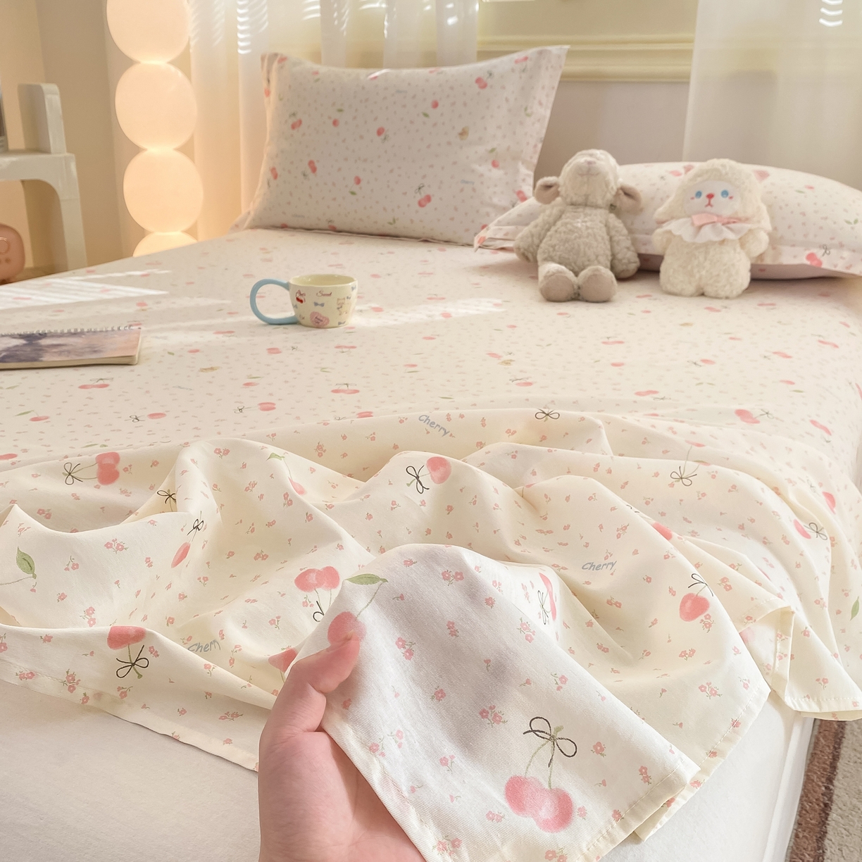 91家纺网 家纺一手货源 找家纺 花梦欣 2026新款全棉印花单品系列-单床单 樱桃甜宠