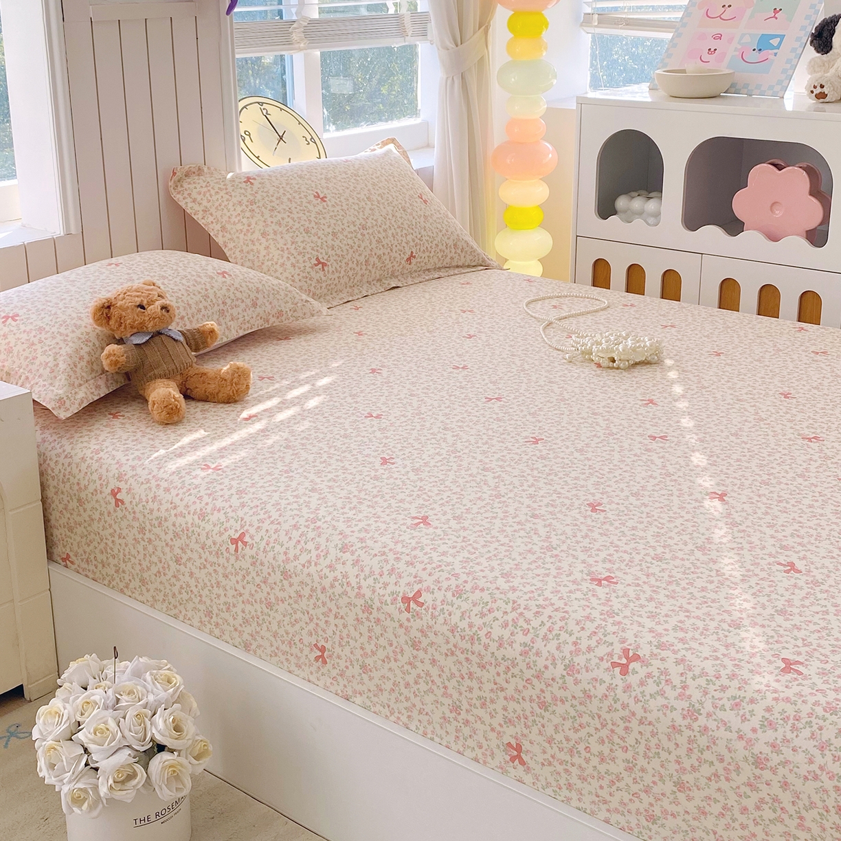 91家纺网 家纺一手货源 找家纺 金丝兔 2026新款纯棉印花单品床笠系列 粉蕊蝶