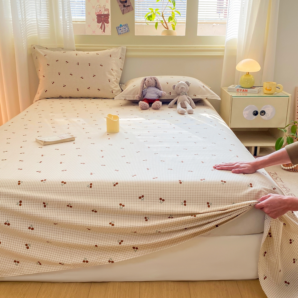 91家纺网 家纺一手货源 找家纺 花梦欣 2026新款全棉印花单品系列-单床单 樱姿米