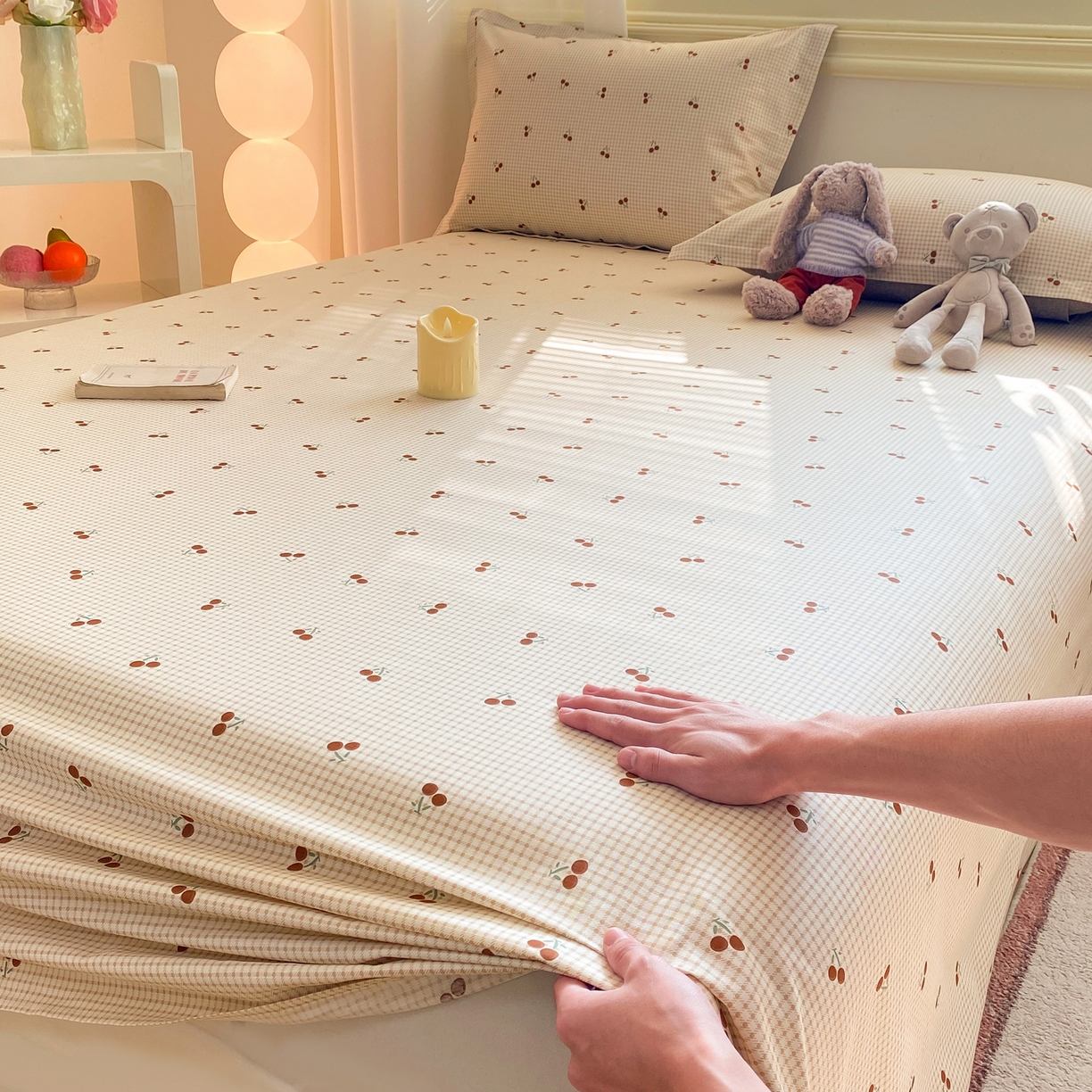 91家纺网 家纺一手货源 找家纺 花梦欣 2026新款全棉印花单品系列-单床单 樱姿米