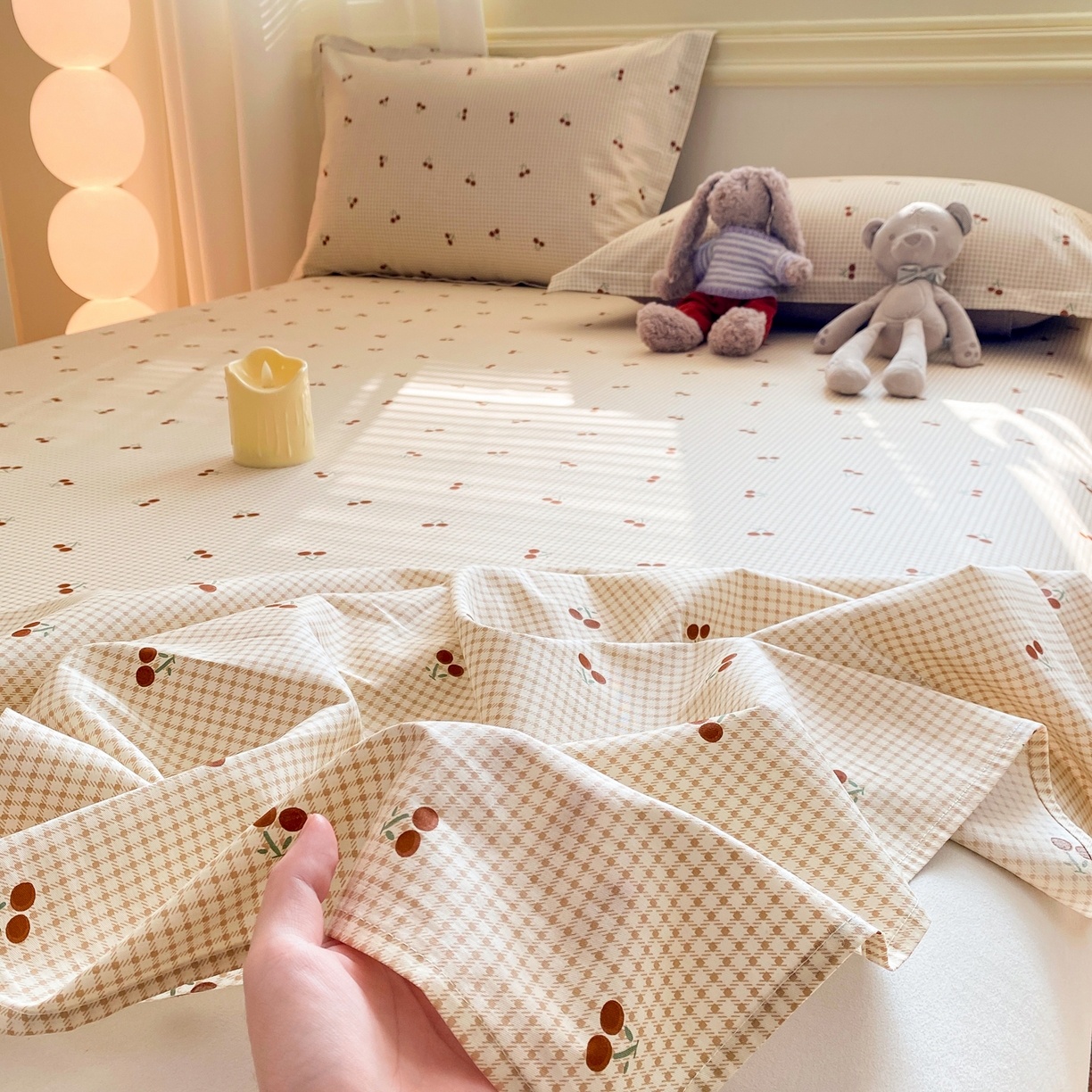 91家纺网 家纺一手货源 找家纺 花梦欣 2026新款全棉印花单品系列-单床单 樱姿米