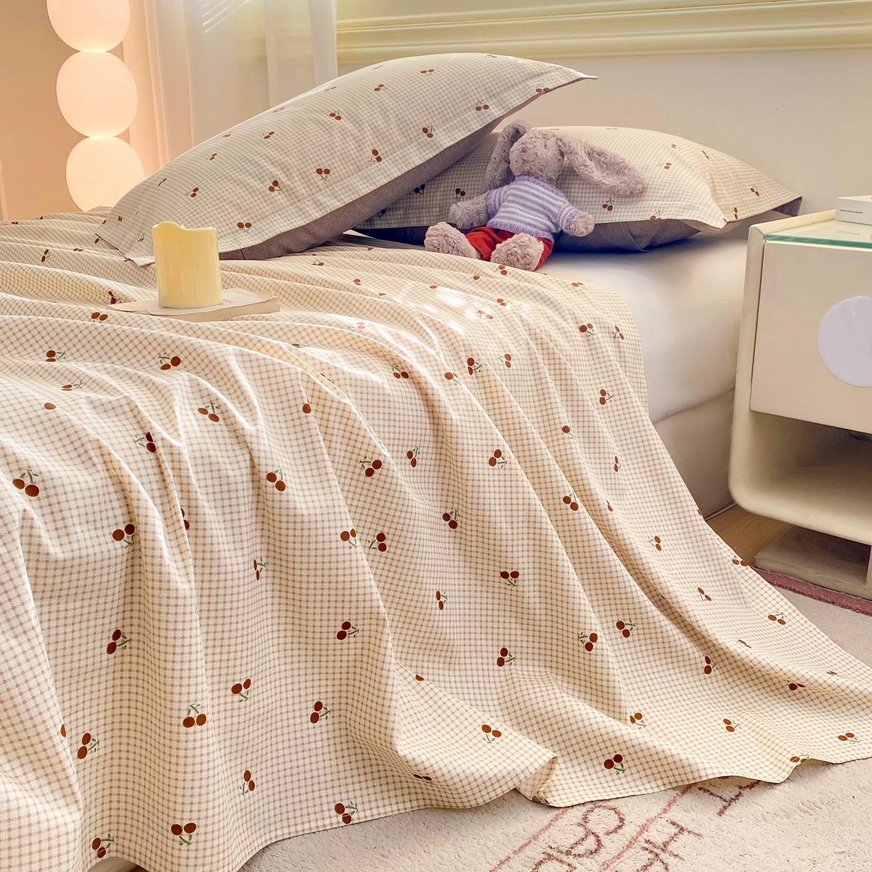 91家纺网 家纺一手货源 找家纺 花梦欣 2026新款全棉印花单品系列-单床单 樱姿米