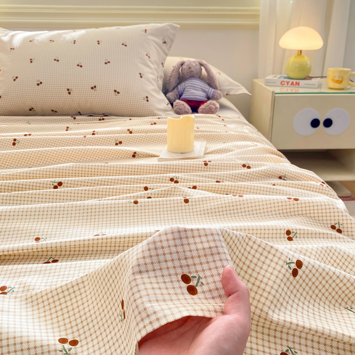 91家纺网 家纺一手货源 找家纺 花梦欣 2026新款全棉印花单品系列-单床单 樱姿米