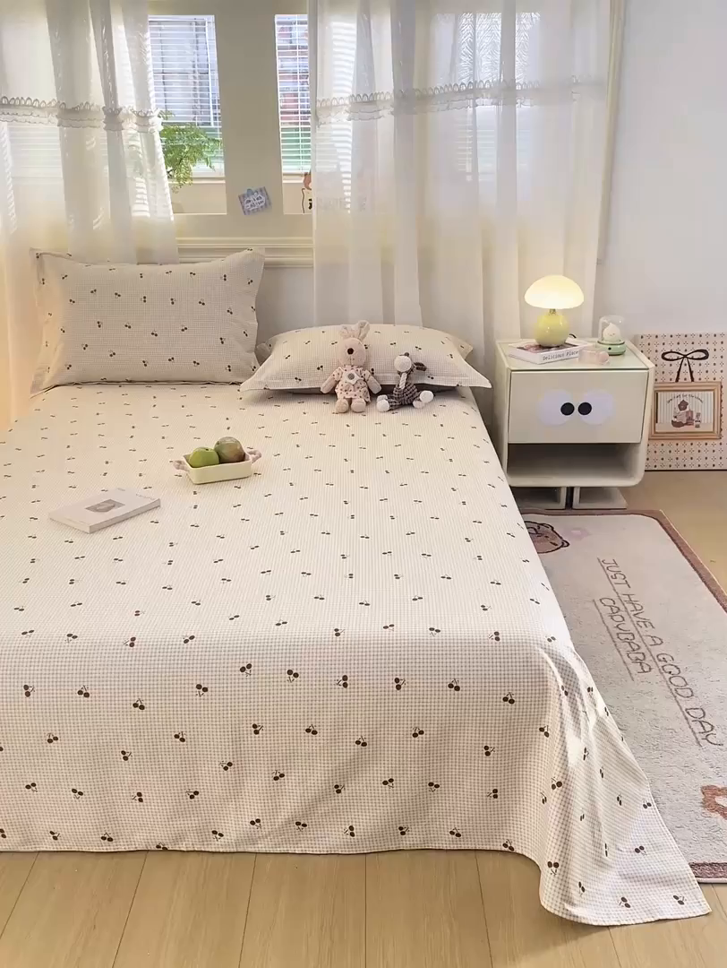 91家纺网 家纺一手货源 找家纺 花梦欣 2026新款全棉印花单品系列-单床单 樱姿米