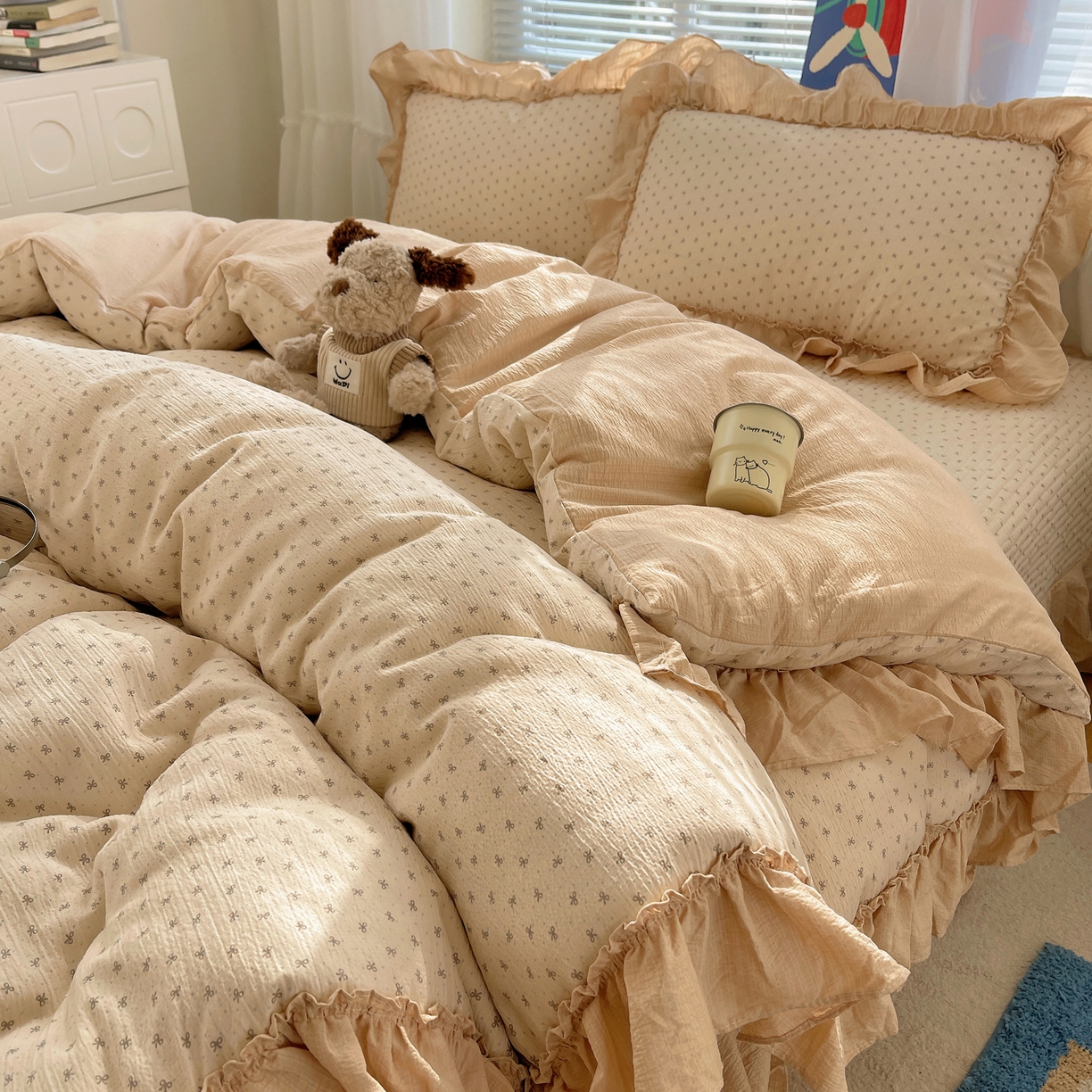 韩都家居 2026新款云感双层纱床盖四件套 蝶舞