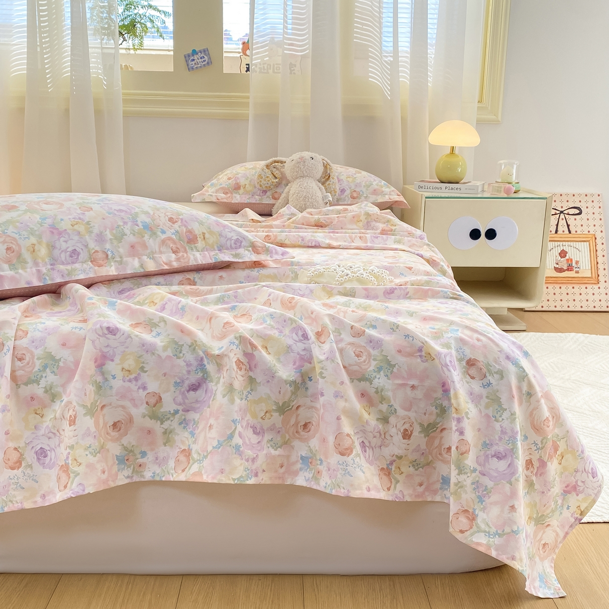 91家纺网 家纺一手货源 找家纺 花梦欣 2026新款全棉印花单品系列-单床单 悦下花影