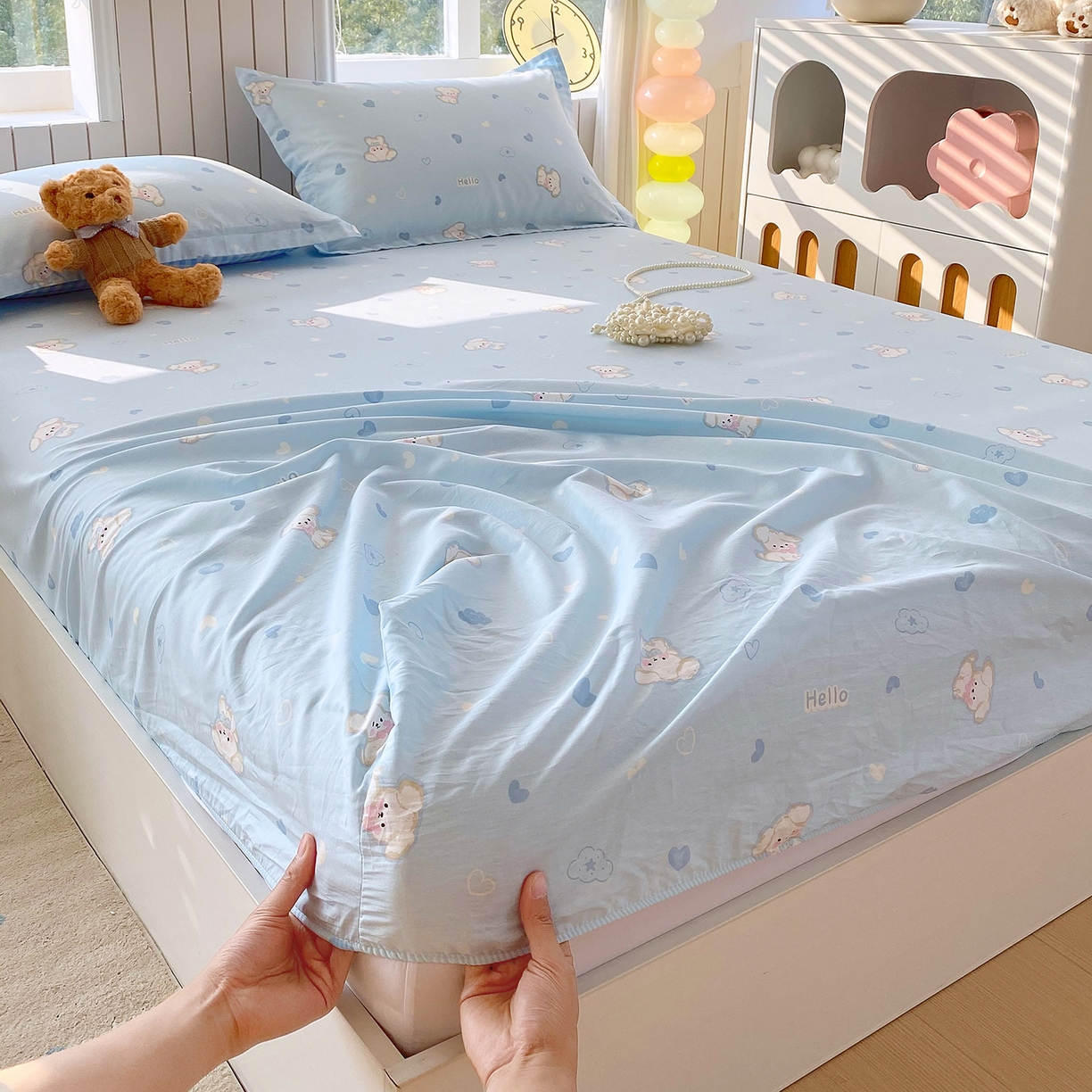 91家纺网 家纺一手货源 找家纺 金丝兔 2026新款纯棉印花单品床笠系列 哈基米