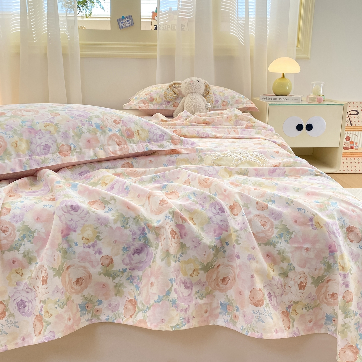 91家纺网 家纺一手货源 找家纺 花梦欣 2026新款全棉印花单品系列-单床单 悦下花影