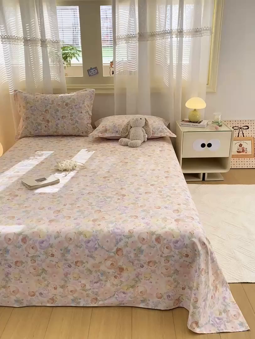 91家纺网 家纺一手货源 找家纺 花梦欣 2026新款全棉印花单品系列-单床单 悦下花影