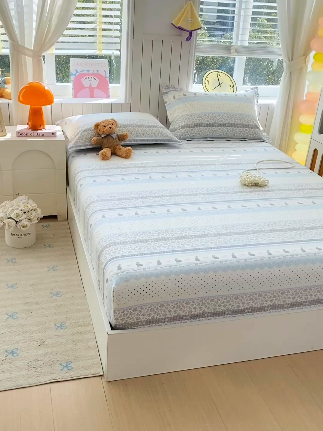 91家纺网 家纺一手货源 找家纺 金丝兔 2026新款纯棉印花单品床笠系列 海盐兔