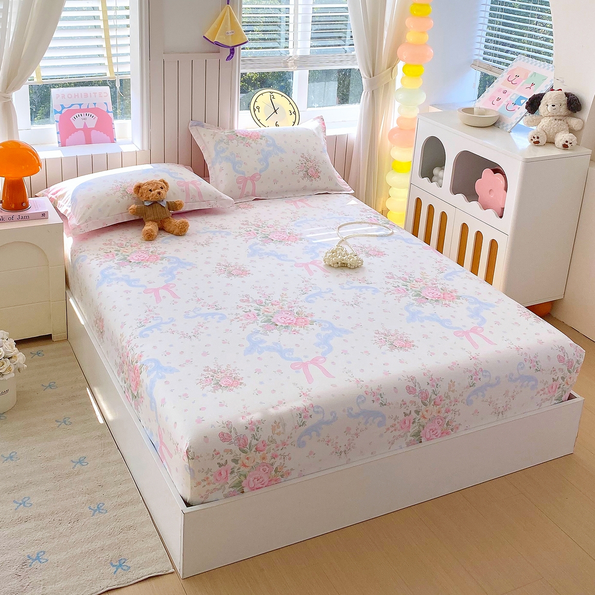 91家纺网 家纺一手货源 找家纺 金丝兔 2026新款纯棉印花单品床笠系列 花漫歌