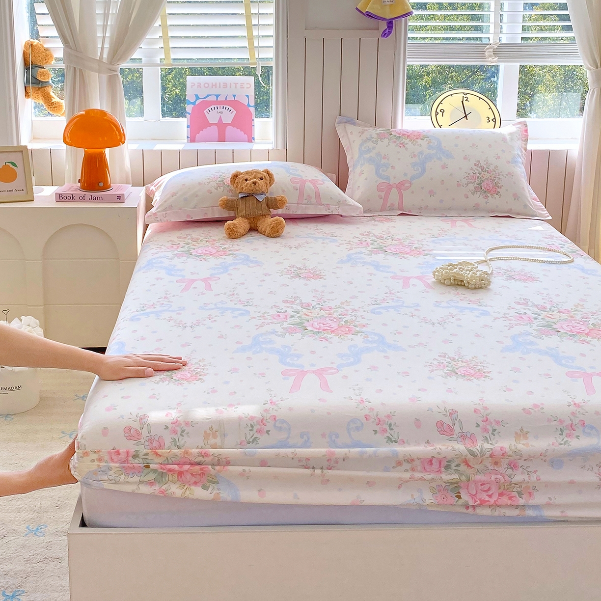 91家纺网 家纺一手货源 找家纺 金丝兔 2026新款纯棉印花单品床笠系列 花漫歌