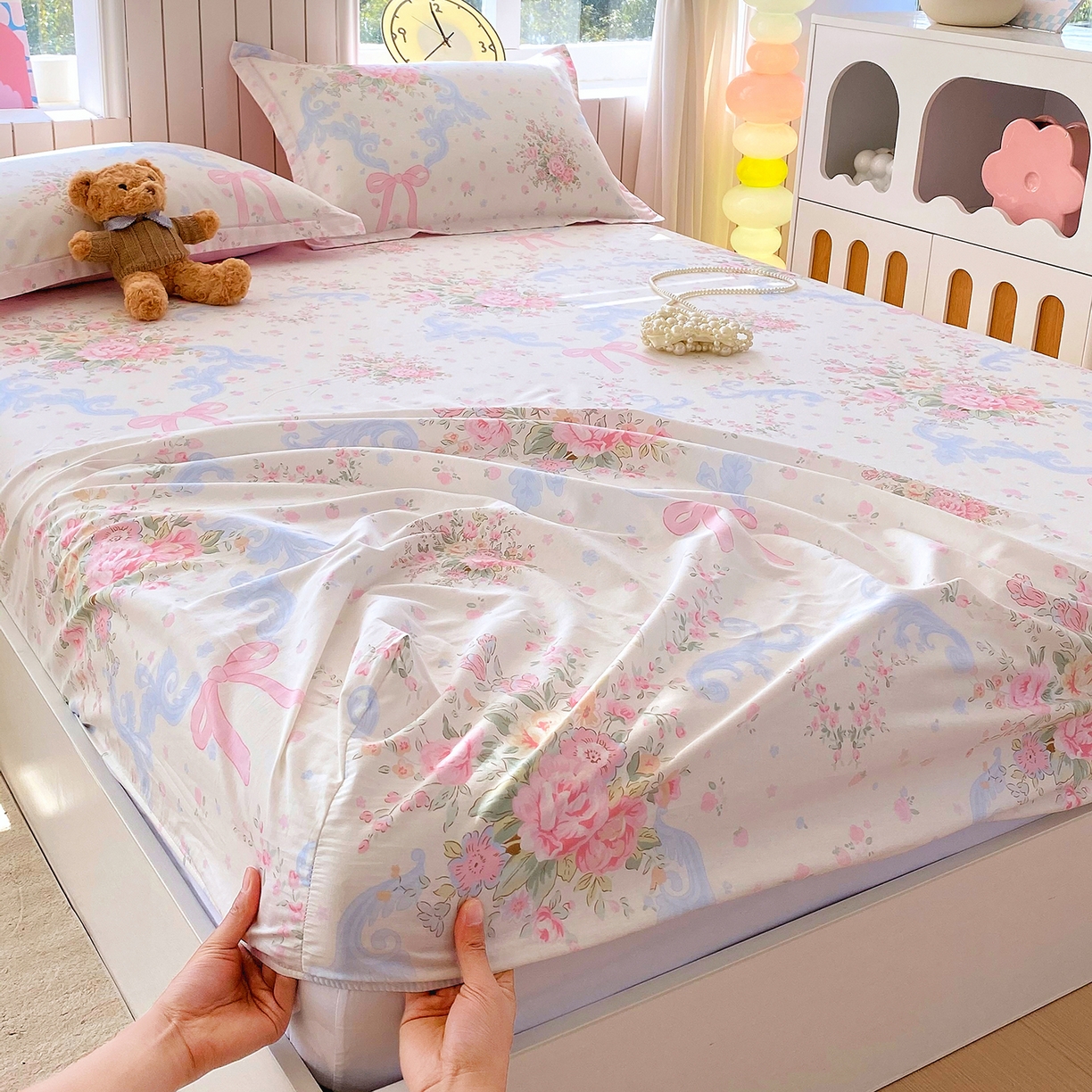 91家纺网 家纺一手货源 找家纺 金丝兔 2026新款纯棉印花单品床笠系列 花漫歌