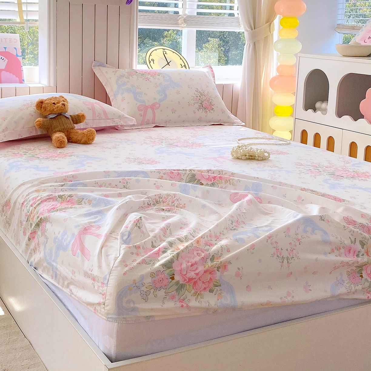 91家纺网 家纺一手货源 找家纺 金丝兔 2026新款纯棉印花单品床笠系列 花漫歌