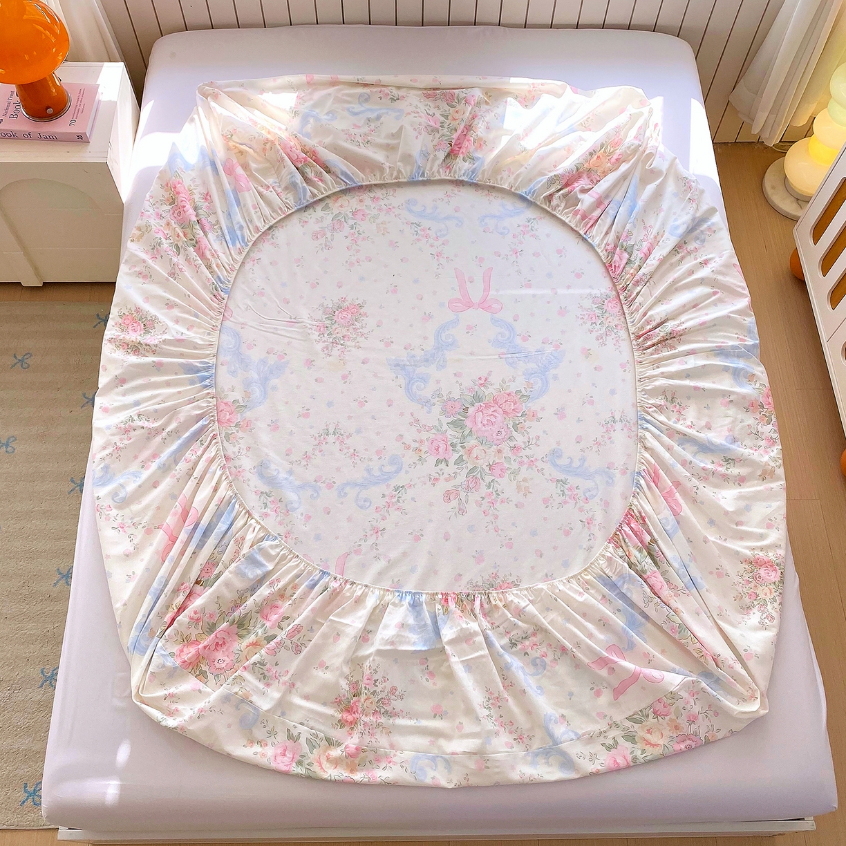 91家纺网 家纺一手货源 找家纺 金丝兔 2026新款纯棉印花单品床笠系列 花漫歌