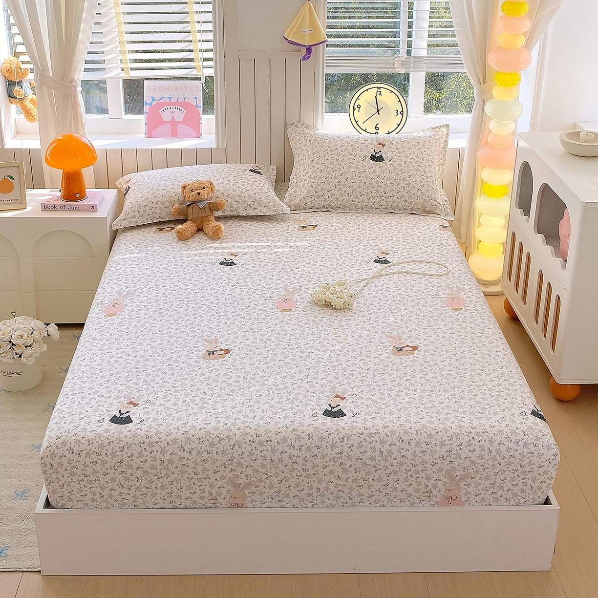 91家纺网 家纺一手货源 找家纺 金丝兔 2026新款纯棉印花单品床笠系列 吉吉兔