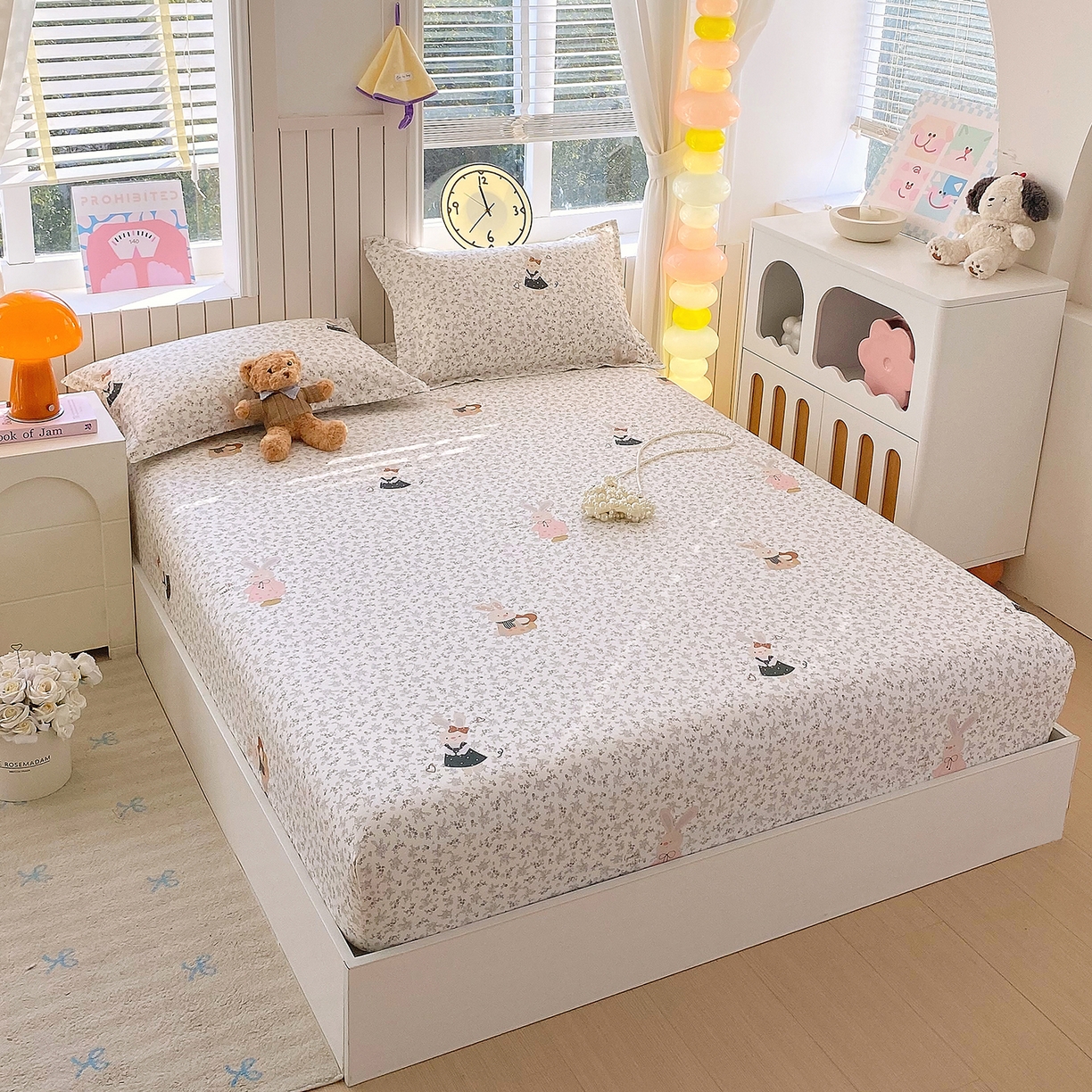 91家纺网 家纺一手货源 找家纺 金丝兔 2026新款纯棉印花单品床笠系列 吉吉兔